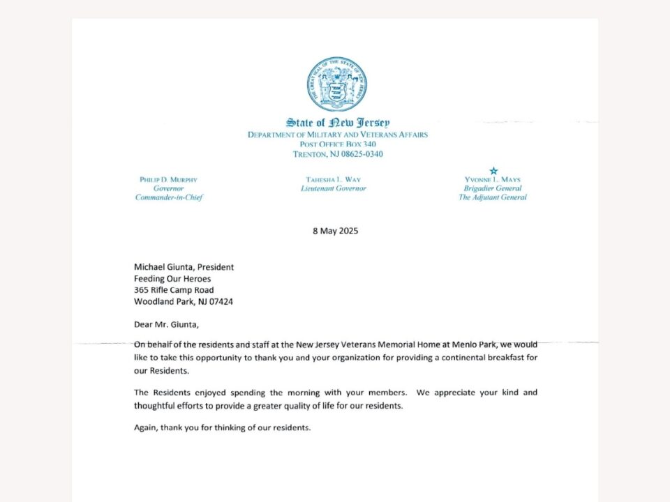 Letter of Appreciation | Feeding Our Heroes